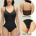 V Neck Spaghetti Strap Bodysuits Compression Body Suits Open Crotch Shapewear Slimming Body Shaper Smooth Out Bodysuit Shaper
